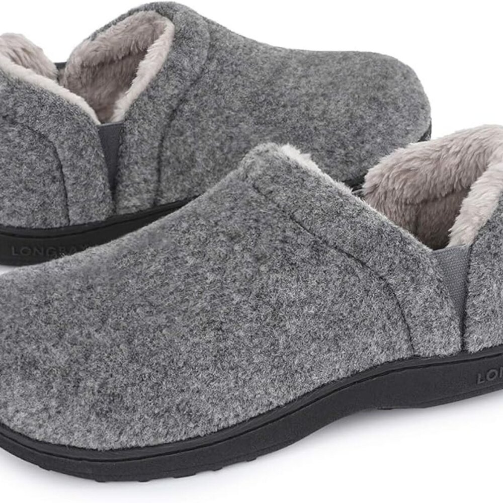 LongBay Men's Gray Slippers Memory Foam Slip-On -Size XL / Men's US 13-14 - NWOT